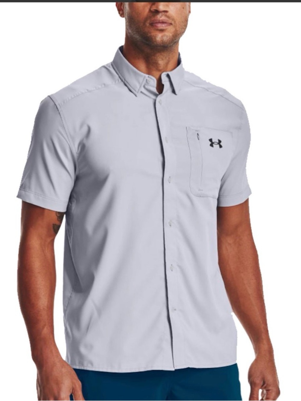 Under Armour Men's Short-Sleeve Button-Down Shirt - Light Gray